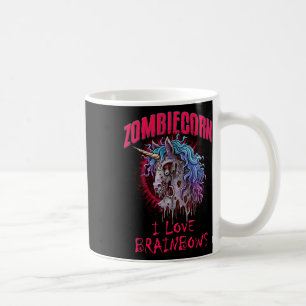 Mug Zombie Unicorn I Love Brainbows Punk Gothic Goth H