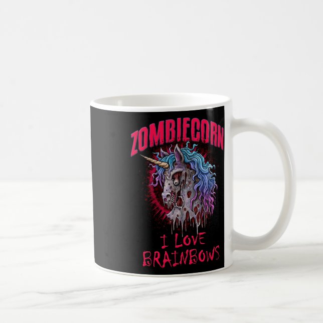 Mug Zombie Unicorn I Love Brainbows Punk Gothic Goth H (Droite)