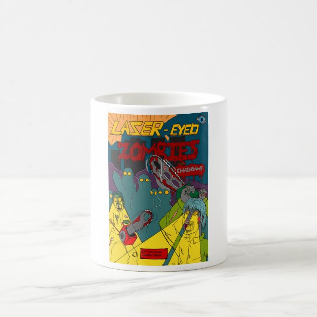 Mug Zombies au laser avec scie à tronçonneuse (Centre)