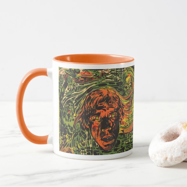 Mug Zombies Halloween vintage, street art graffiti (Avec donut)