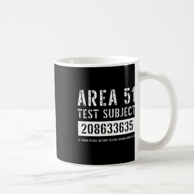 Mug Zone 51 Objet de l'essai 3635 Enlèvement d'Aliens  (Droite)