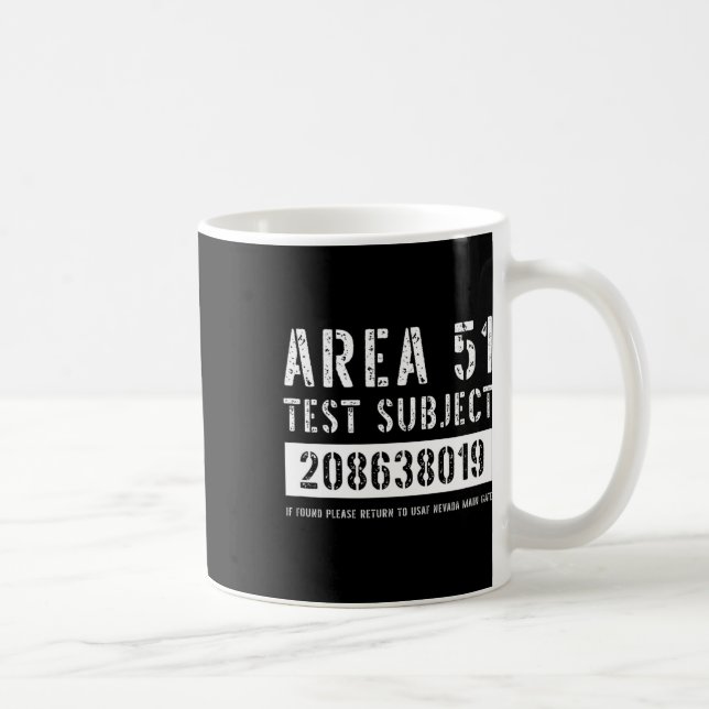 Mug Zone 51 Objet de l'essai 8019 Enlèvement d'Aliens  (Droite)