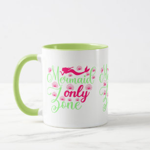 Mug Zone réservée aux sirènes en rose chaud et vert né