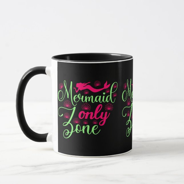 Mug Zone Sirène uniquement en rose chaud et vert néon (Gauche)
