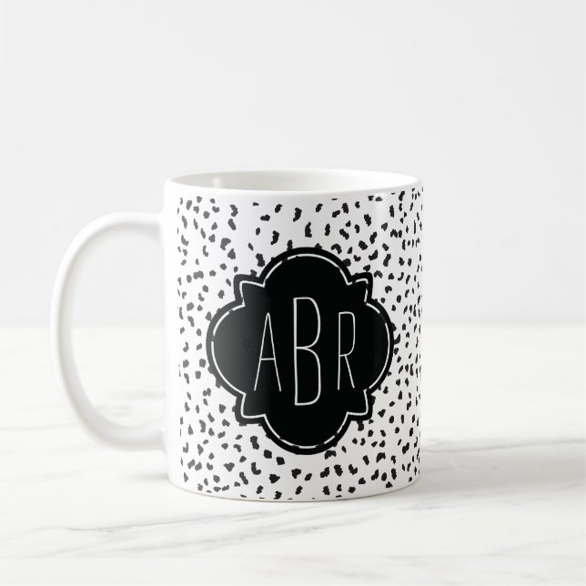 Mug Zones Dalmatiennes Noires et Blanches modernes Mon (Gauche)