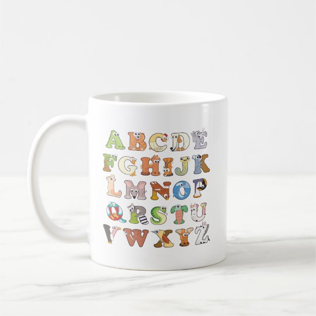 Mug Zoo - Lettres alphabétiques sur les animaux - Appr (Gauche)