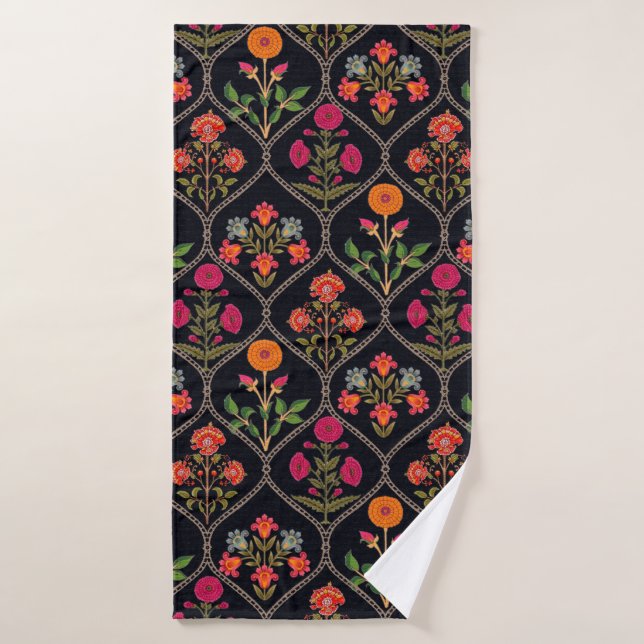 mughal motif Kani Look ornament pattern multi colo (Serviette de bain)