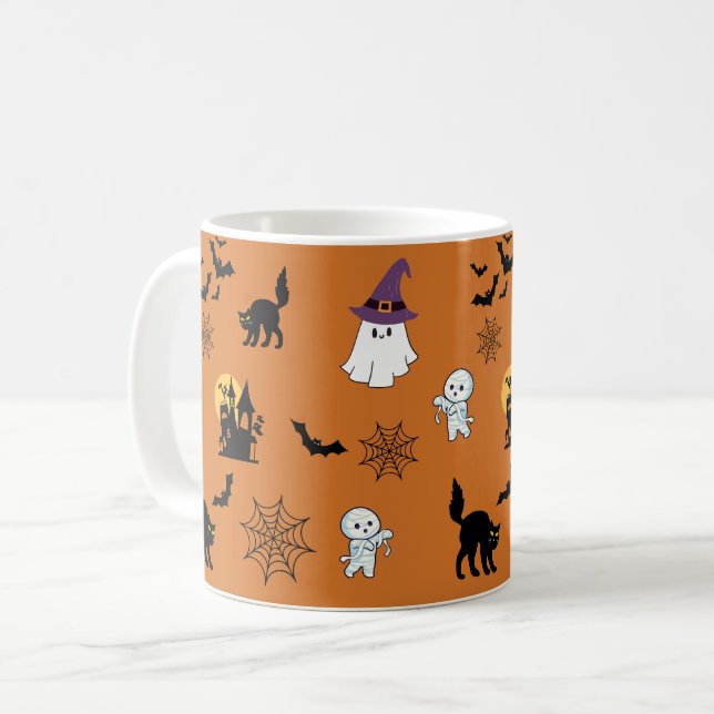Mugs Café Halloween Chats Fantômes Chauves-Souris  (Devant gauche)