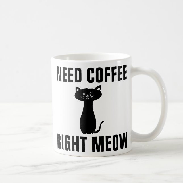 Mugs De Café De Chat Drôle, Meow Droit (Droite)