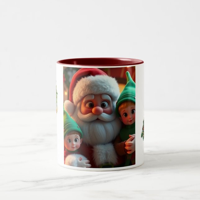 Mugs de café de Noël Père Noël et ses lutins (Centre)