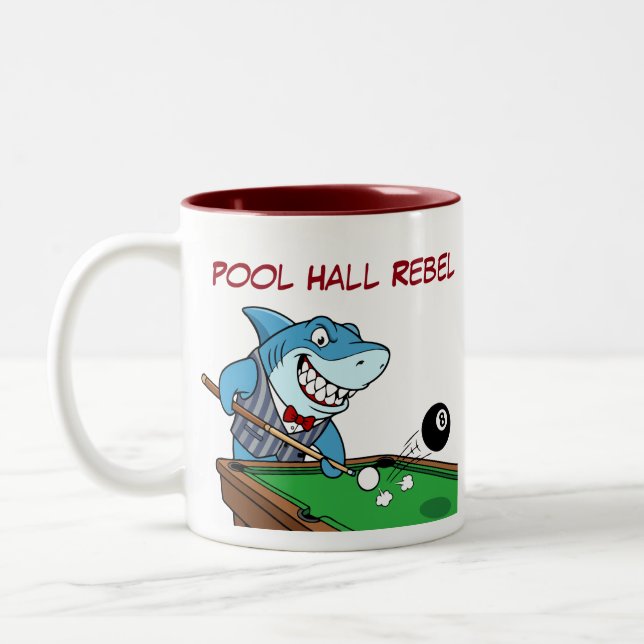 Mugs de café drôles de requin de billard rebelle (Gauche)