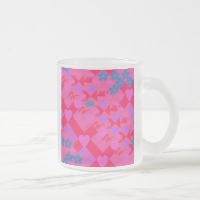 MUGS DE CAFÉ EN VERRE FROSÉ - DESIGN DE COEURS - C (Droit)