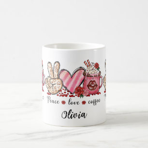 MUGS DE CAFÉ ROSE PEACE VALENTINE'S DAY NAME MUG
