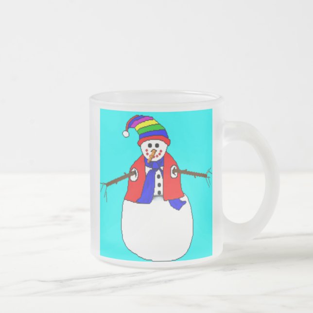 MUGS DE CAFÉ - VERRE FROSÉ - CHRISTMAS SNOWMAN (Droit)