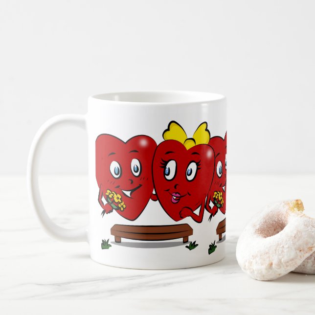 Mugs de la Saint-Valentin Coeur Rouge pour Couple (Avec donut)