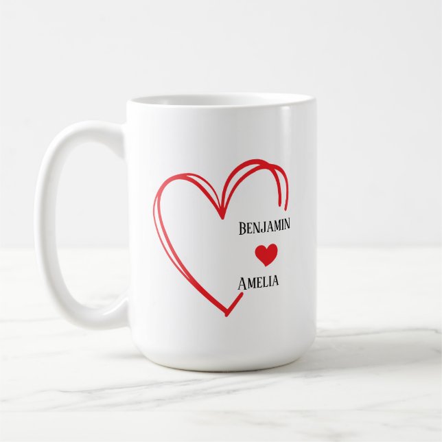 mugs de la Saint-Valentin pour couple avec cœur de (Gauche)