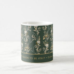 Mugs de messages personnalisés verts et dorés