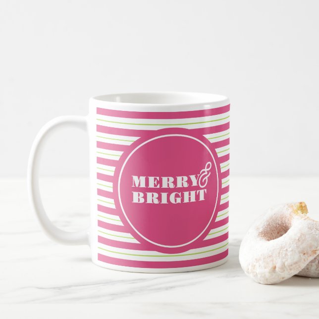 Mugs de Noël tendance rose et vert (Avec donut)