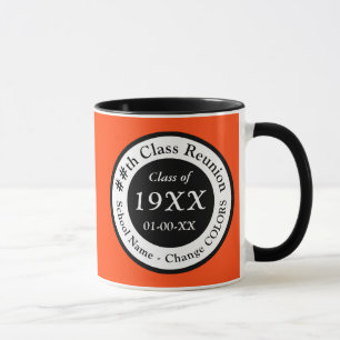 Mugs De Réunion De Classe Personnalisés, Orange, B