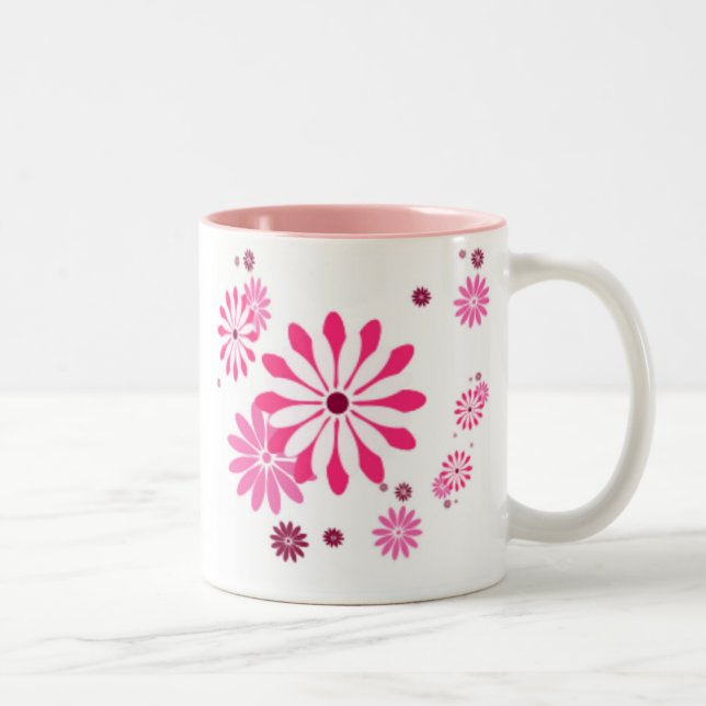 MUGS DESIGNER FLEURS ROSES - CAFÉ - CADEAUX (Droit)