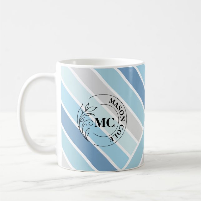 Mugs Élégants à Rayures avec Monogramme pour Elle  (Gauche)