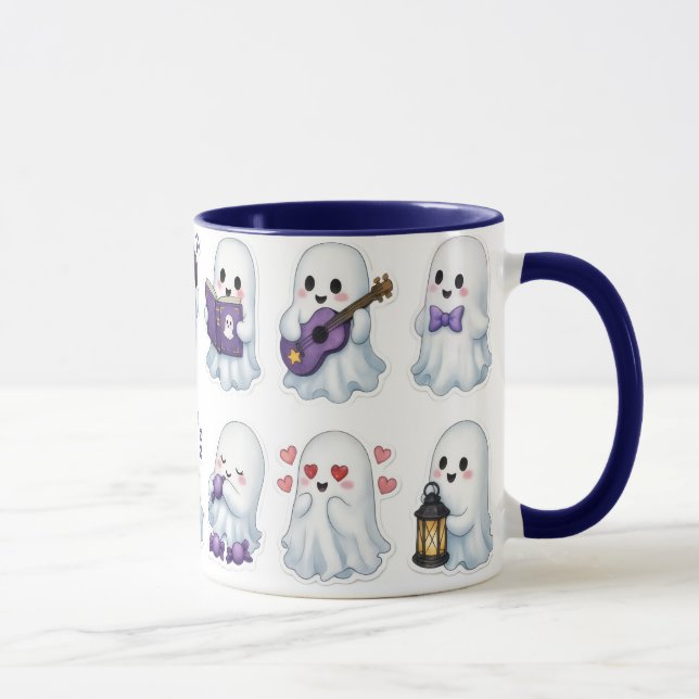Mugs fantômes effrayants mignons d'Halloween à deu (Droite)
