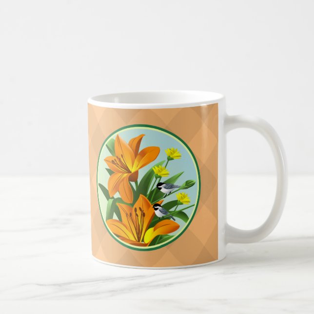 Mugs Fleur de Lys Noir Oiseaux Mésange à tête noir (Droite)