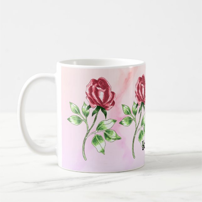 Mugs Jolie Rose Rouge (Gauche)