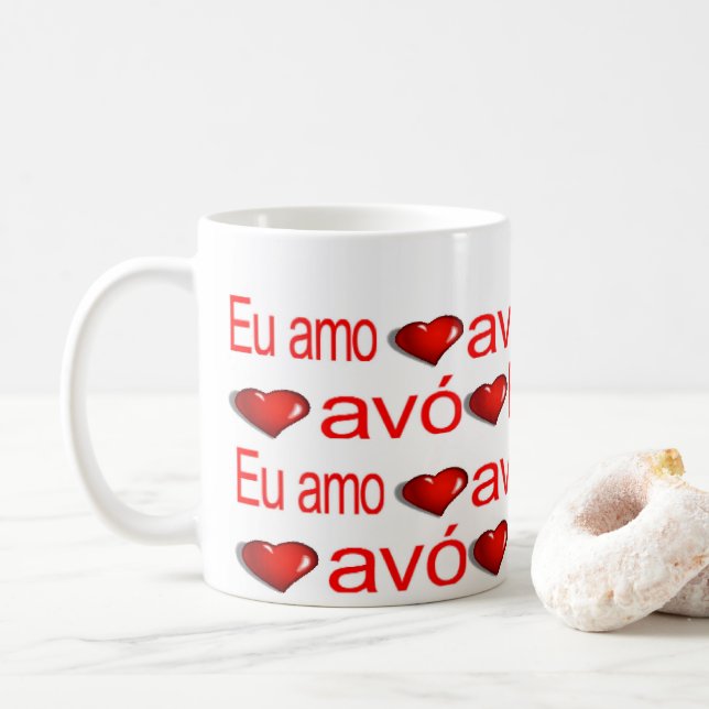 Mugs Joyeuse Saint-Valentin Eu Amo Avo Grand-mère (Avec donut)
