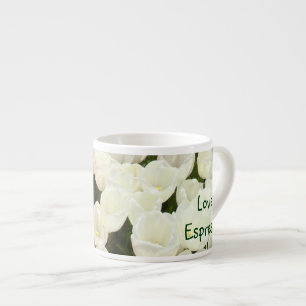 Mugs Love Espresso rouges blancs fleurs de tulipe