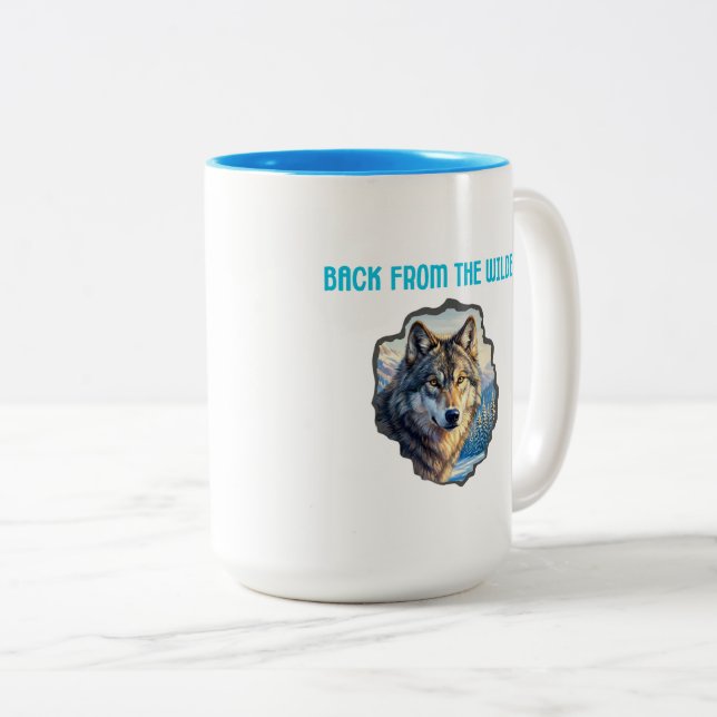 Mugs Majestic Wolf Double Exposure Wilderness (Devant droit)