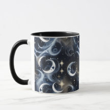 Mugs – Metallic Silver Celestial Moon Phase Luxury