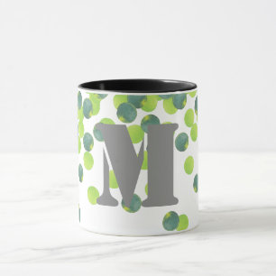 Mugs Monogrammes Personnalisés, Confetti Vert Desi