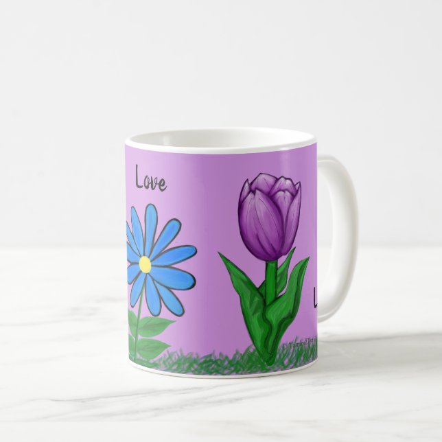 Mugs Personnalisés Fleur d'Amour Violet (Devant droit)