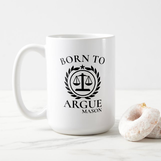 Mugs Personnalisés pour Avocats Nés pour Argumente (Avec donut)
