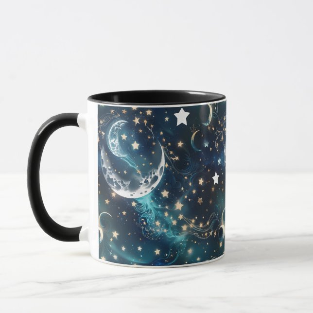 Mugs – Phase Lunaire Céleste Bleu Glacé Luxe Café (Gauche)