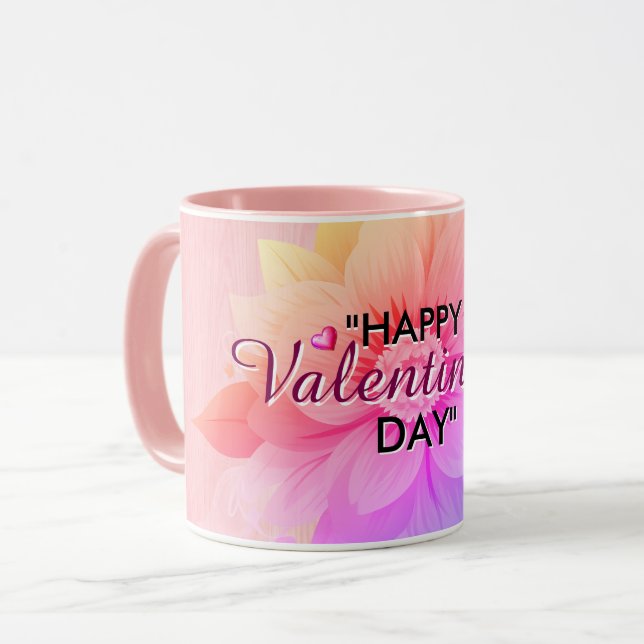 Mugs pour la Saint-Valentin - Cœur rouge rose pers (Devant gauche)