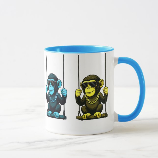Mugs singes cartoon en couleurs. (Droite)