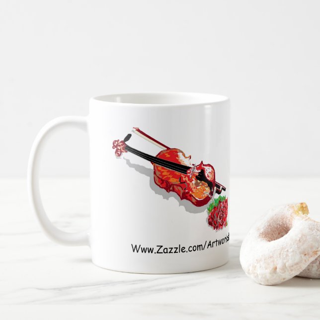 Mugs / Violon avec un Rose (Avec donut)