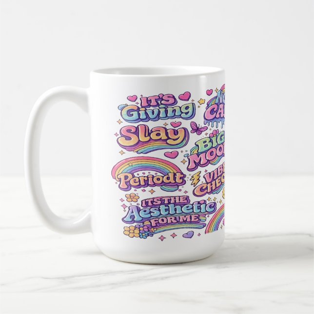 Mugs with trending art. (Gauche)