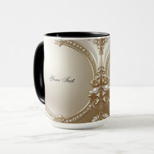 Mugueuse Cadre Orné Doré avec Perles Mug