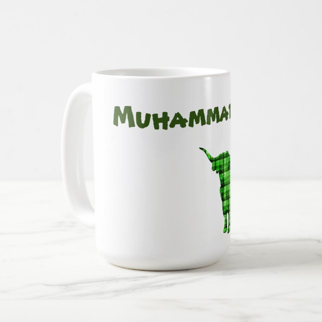 Muhammad Nom Avec Highland Cow, Café Mug (Devant gauche)