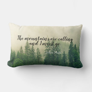 Muir citation lancer oreiller paysage de montagne