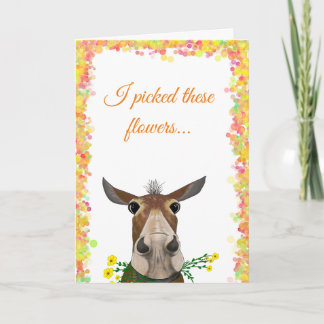 Mule de dessin mignonne avec Fleurs Carte de fête 