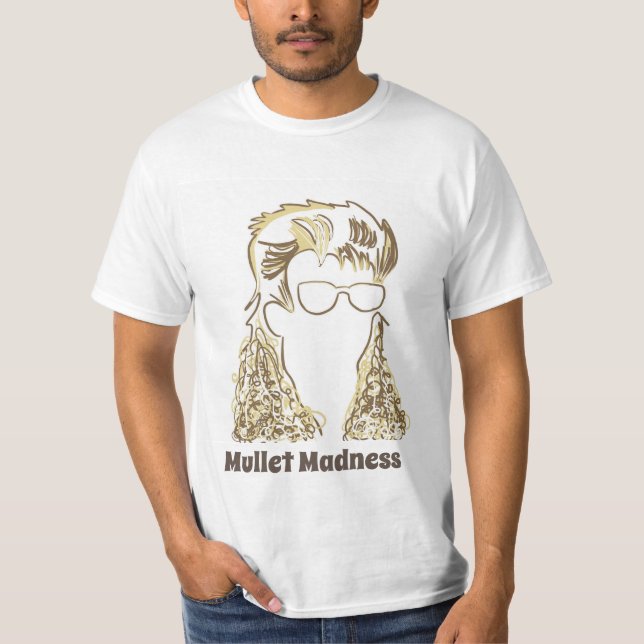 Mullet Madness White Homme Value Tshirt (Devant)