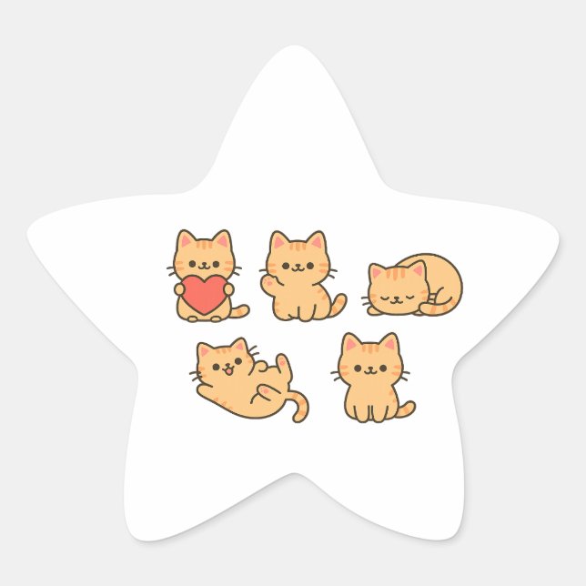 Multi‑Cat Sticker – Kawaii Cats Star Sticker (Devant)