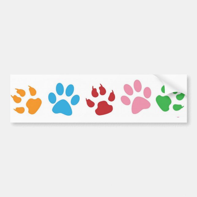 Multi-Colored Paw Prints Bumper Sticker (Devant)