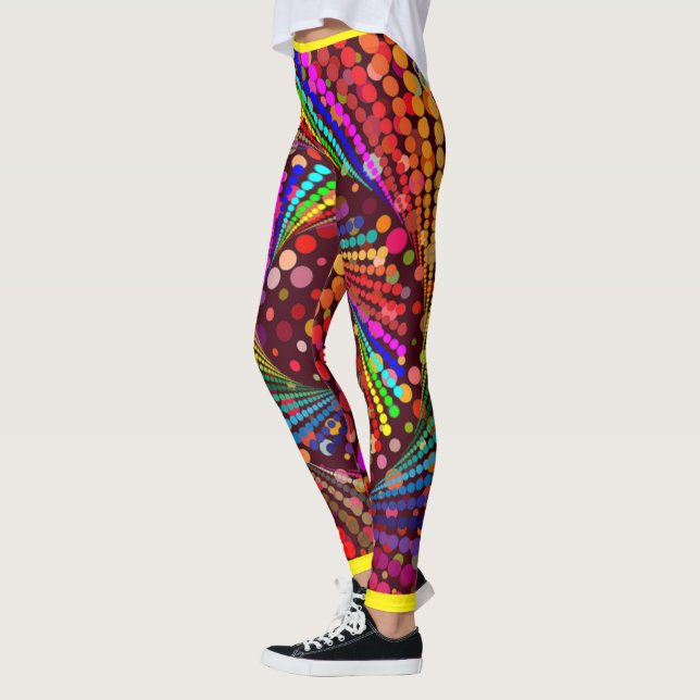 Multi-couleur Abstrait avec Leggings Jaunes (Gauche)