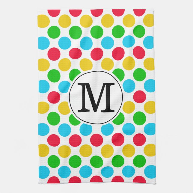 Multi Dot Custom Monogrammed Golf Serviette coloré (Vertical)