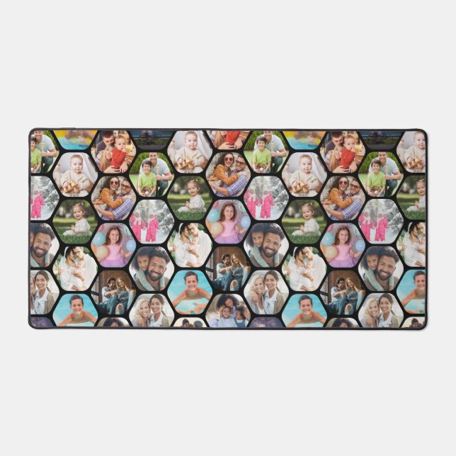 Multi Photo Collage Simple Modern Hexagon Pattern (Front)